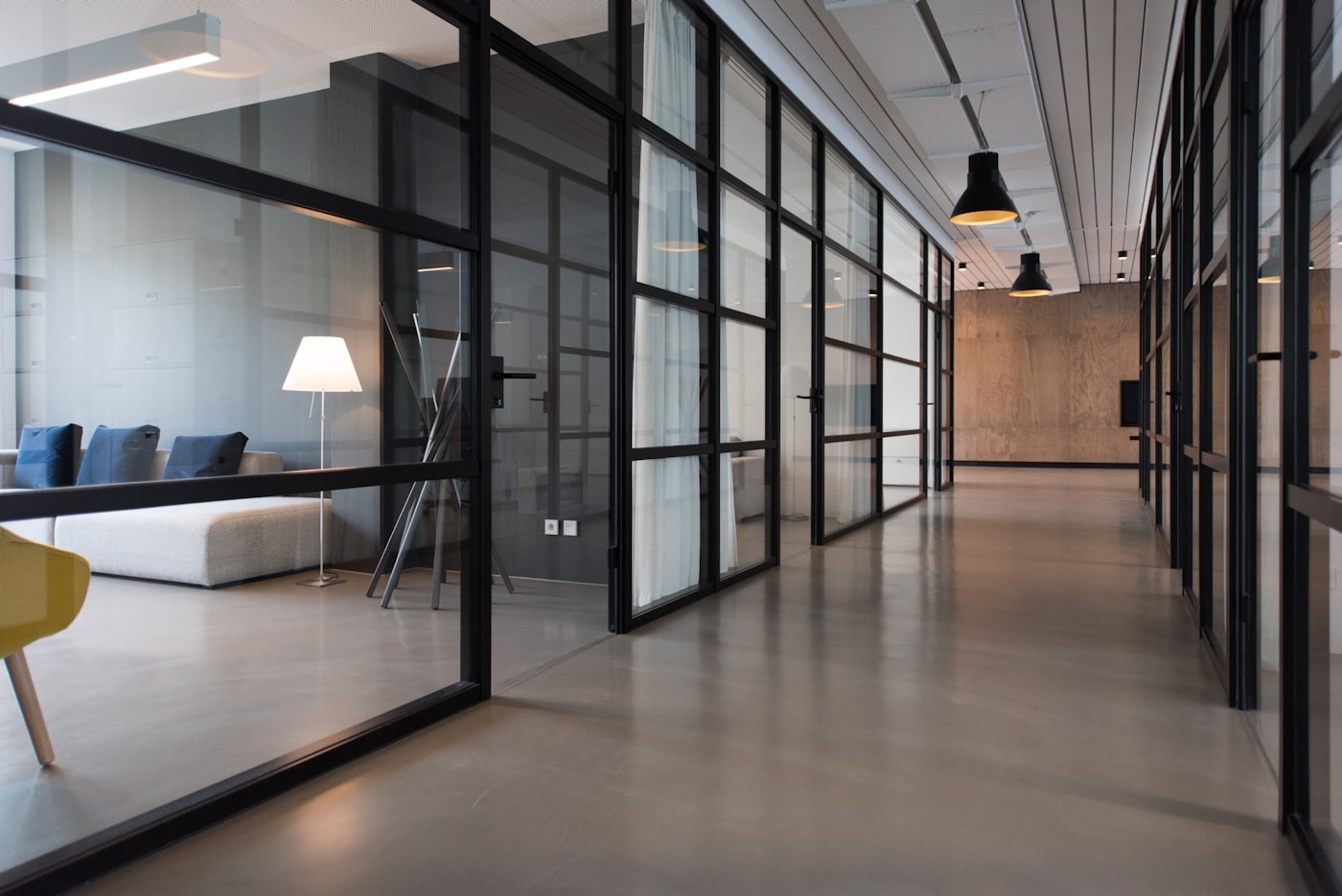 A contemporary institutional workspace designed for collaboration